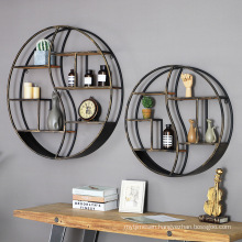 Home Decoration Supplies French Style Country Shabby Rustic Industrial Floating Round Decorative Solid Wood Wall Shelf